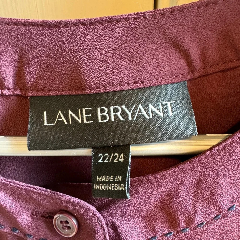 Lane Bryant Maroon Blouse With Black Accent Stitching Sz 22/24 View 5